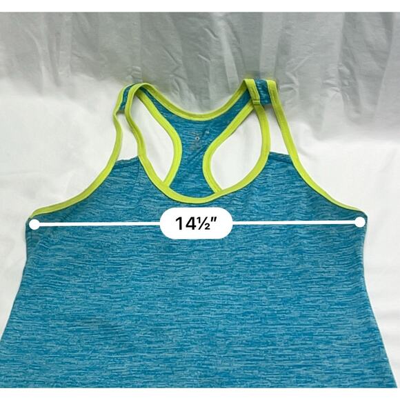 Layer 8 Performance Racerback Active Wear Tank Top Size Small Blue Lime Green - Picture 4 of 5